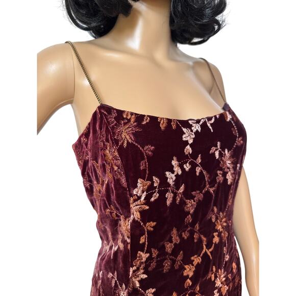 Vintage Oscar de la Renta Velvet Burnout Floral Slip dress chain straps M - Picture 3 of 17